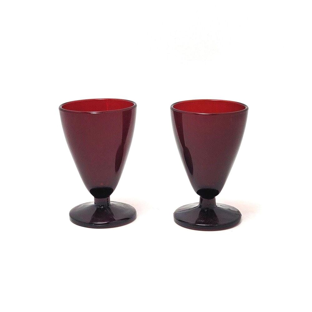 Vintage Anchor Hocking Royal Ruby Red Wine Glasses - Set of 2 Goblets